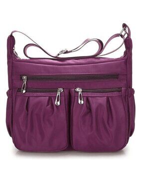 *NWT Multi-Pocket Purple Waterproof Lightweight Nylon Crossbody Bag